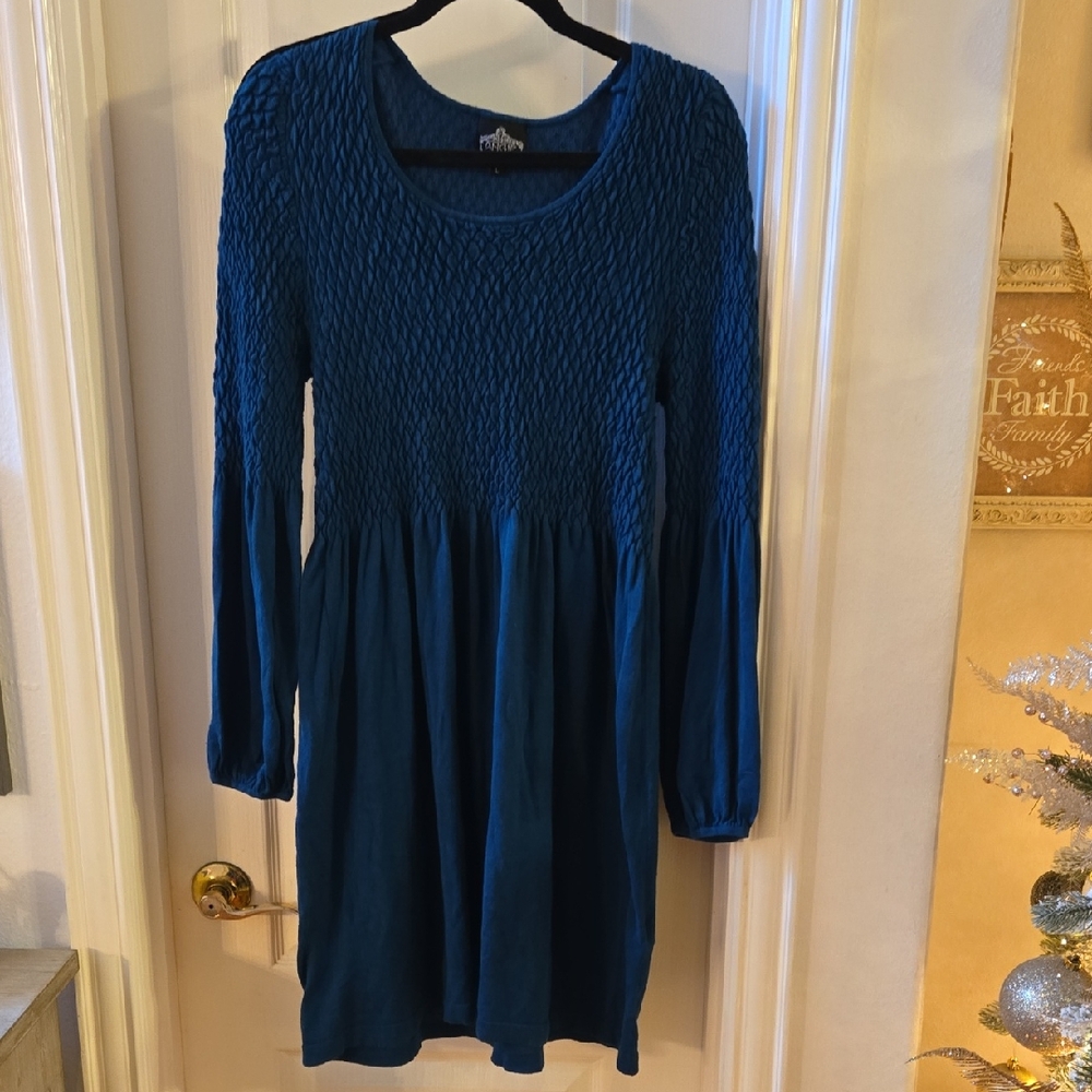 Angie Teal Textured Knit Dress – Size Large – Soft & Stretchy